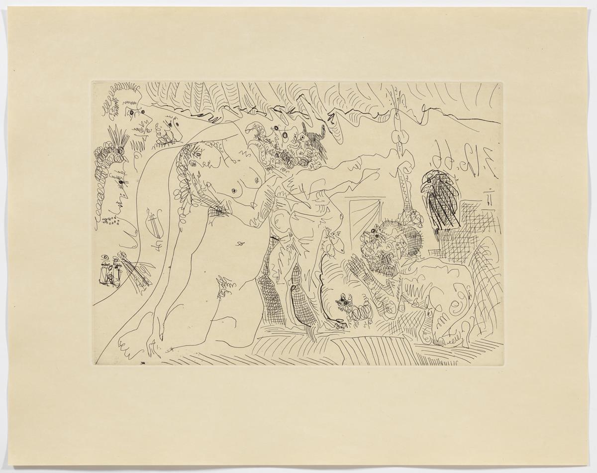 Al teatre: el banyut brandant el "llamp de Zeus", amb l'àguila del déu, etc.