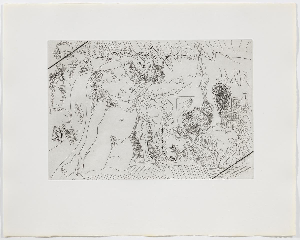 Al teatre: el banyut brandant el "llamp de Zeus", amb l'àguila del déu, etc.