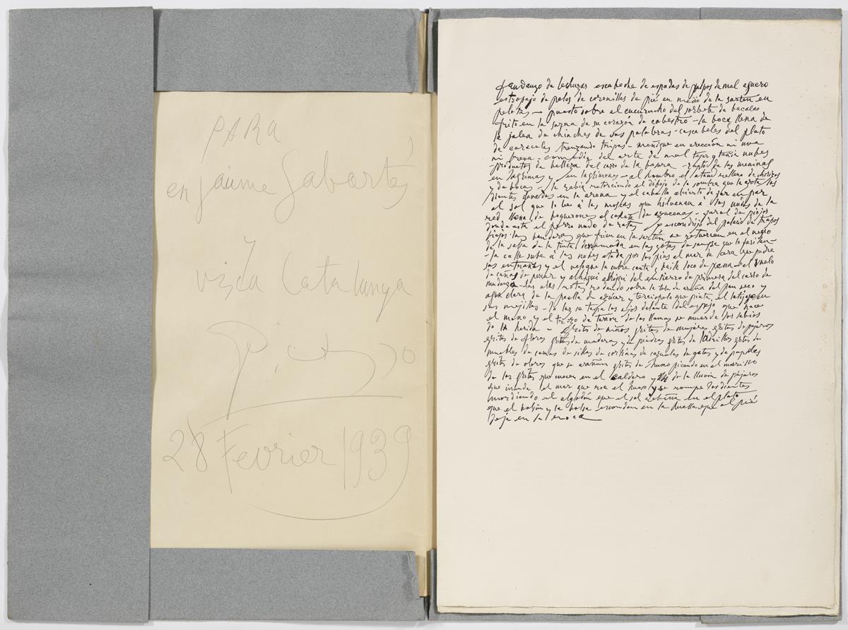 Dedicatòria de Pablo Picasso a Jaume Sabartés