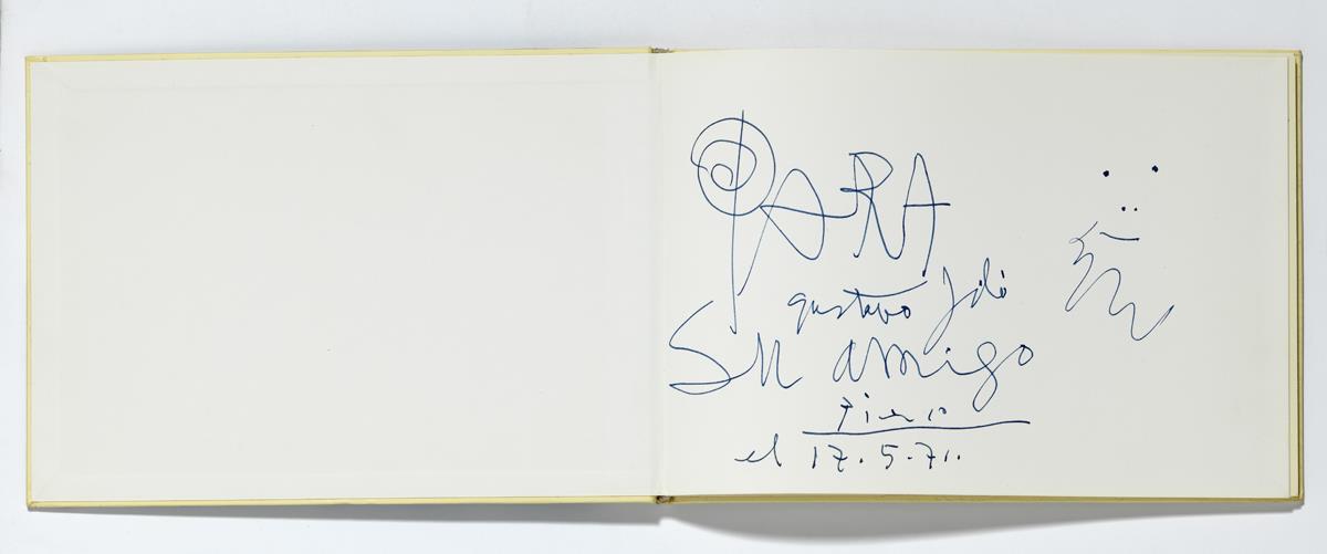 Dedicatòria amb esbós d'home amb gorgera