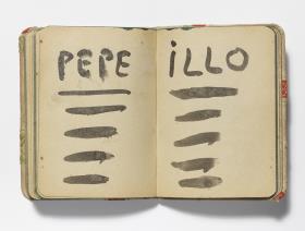 Anotaciones manuscritas y rayas como simulacro de escritura