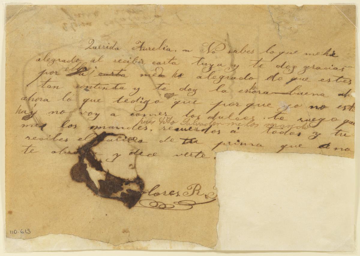 Letter from Lola Ruiz Picasso to her Cousin Aurelia
