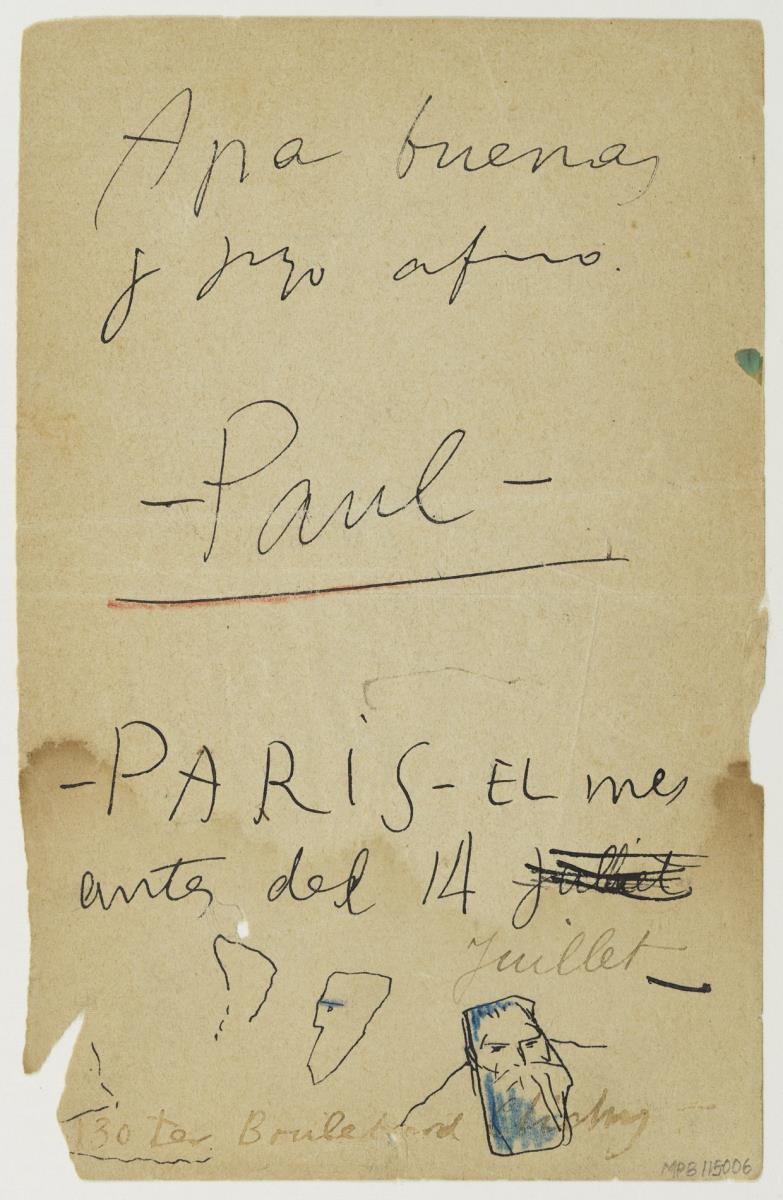 Carta de Pablo Picasso a Miquel Utrillo
