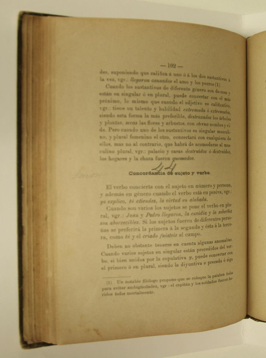 "Elementos de gramática castellana", pàg. 102